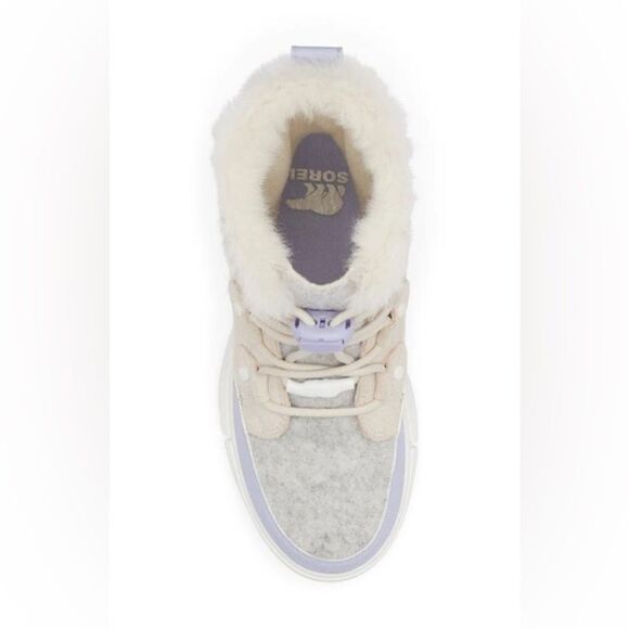 Sorel Kids' Explorer Waterproof Lace-up Boot In Natural/ Twilight - Picture 8 of 9